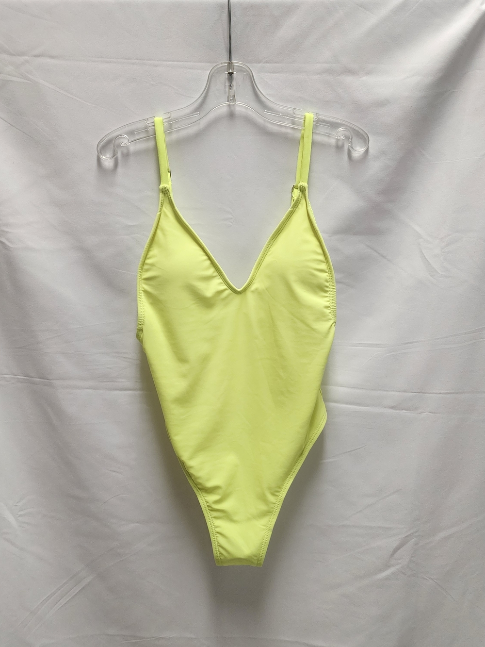 Women's Neon Yellow One-Piece Swimsuit - Sleek V-Neck